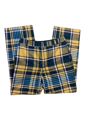 Urban Outfitters Claire Trouser Pants Womens 0 Yellow‎ Plaid Cropped High Waist